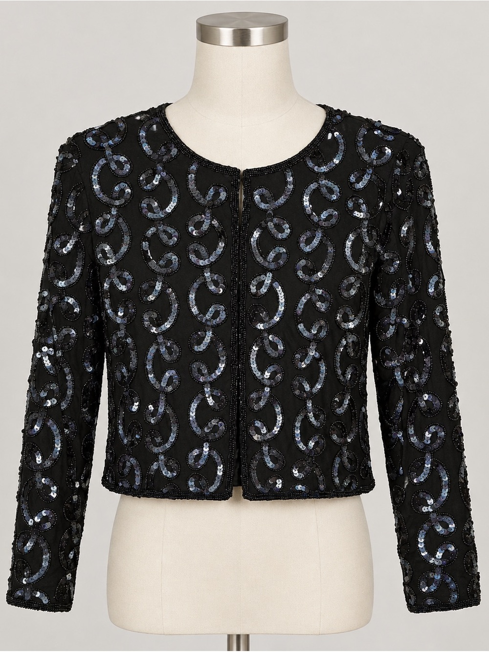 Stenay Black Sequin-Embellished Cropped Blazer